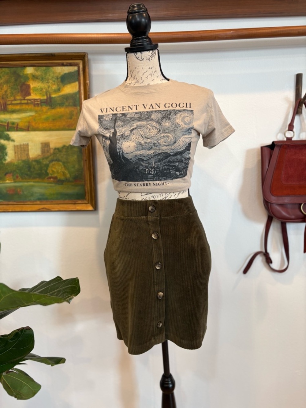 UNIONBAY Olive Corduroy Button Front Mini Skirt